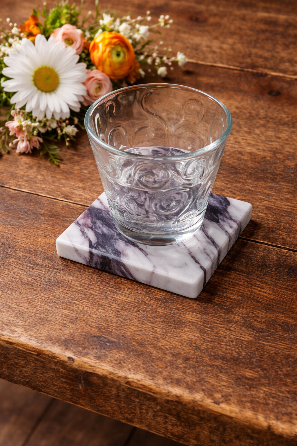 Sottobicchieri in marmo Calacatta Viola - Pietra naturale lavorata a mano - Sottotazza minimal - Idea regalo - Marmo sottile quadrato
